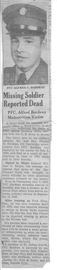 Bordeau, Alfred-obit | Korean War Ex-POW Association